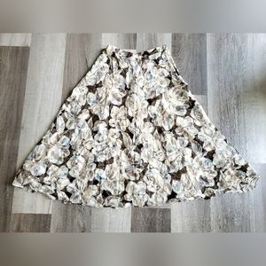Brown Flowy Floral Skirt